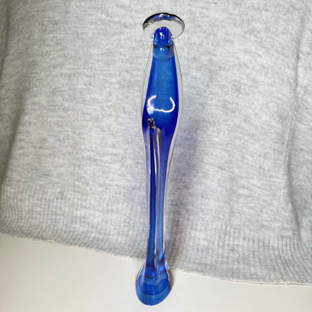 Vintage Cobalt Blue Sommerso Art Glass Abstract Madonna Figurine Sculpture 12.5" - Picture 9 of 11
